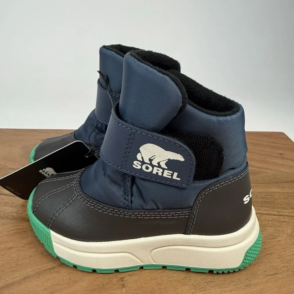 New Little Kids Sorel Whitney III Waterproof‎ Blue Winter Mid Boots Size 8 C
